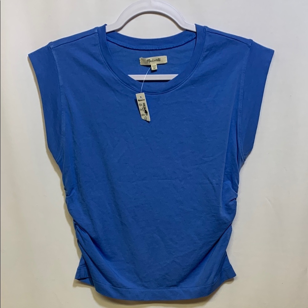 Madewell Blue Fitted Ruched Muscle Tee
